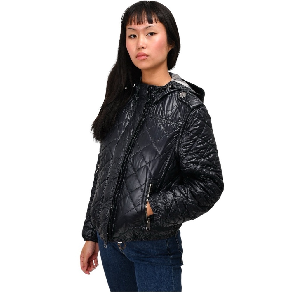 BURBERRY BRIT BLACK QUILTED PADDED DETACHABLE SLEEVE JACKET - Picture 3 of 10